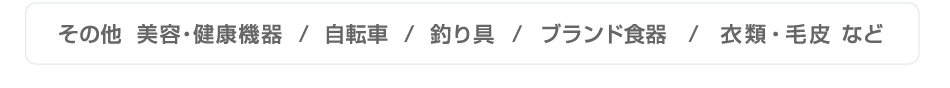 美容・健康機器/自転車/釣り具/ブランド食器/衣類・毛皮 など